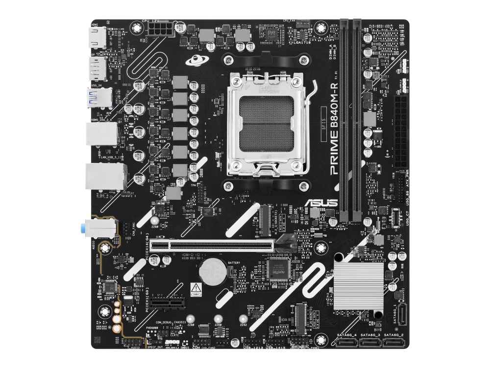Asus Prime B840m-R - Bundkort - Micro Atx - Socket Am5 - Amd B840 Chipset - Usb 3.2 Gen 1, Usb-C 3.2 Gen 1 - Gigabit Lan - Onboard Grafik (Cpu Påkræv
