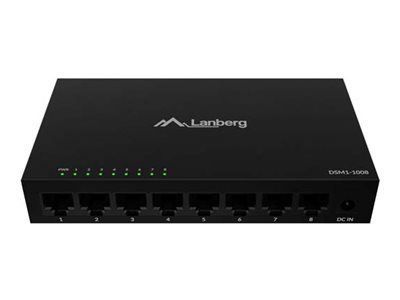 Lanberg Dsm1-1008 - Switch - 12 V, Metalhus - Ikke Administreret - 8 X 10/100/1000Base-T - Desktop