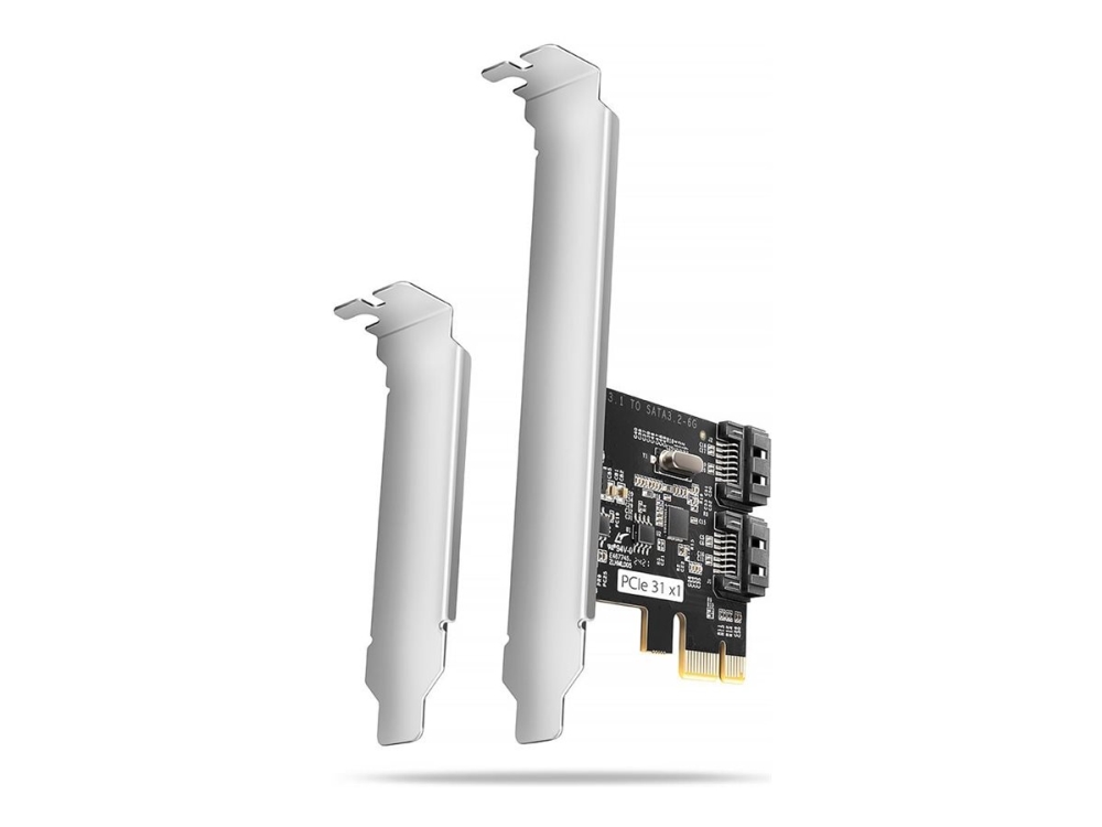 Axagon PCES-SJ2 PCIe-controller 2x intern SATA 6G-port, JMB582 SP- og LP-chipsæt