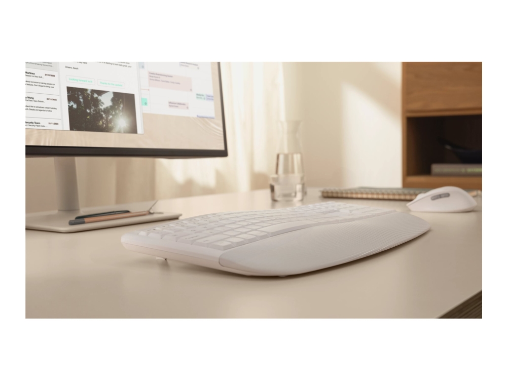 Logitech Signature Comfort Plus Combo MK880 - Sæt med mus og tastatur - full size - med LED batteriniveauindikator - trådløs - Bluetooth 5.2 - QWERTZ - tysk - off white