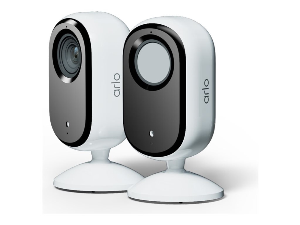 Arlo Essential Indoor 2K - Netværksovervågningskamera - indendørs - farve (Dag/nat) - 4 MP - 2560 x 1440 - audio - trådløs - WiFi (pakke med 2)