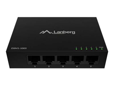 Lanberg Dsm1-1005 - Switch - 12 V, Metalhus - Ikke Administreret - 5 X 10/100/1000Base-T - Desktop