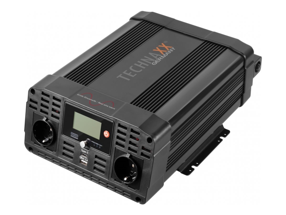 Technaxx TE22 - DC-AC-omriktare - DC 12 V - 2000 watt - utgångskontakter: 2