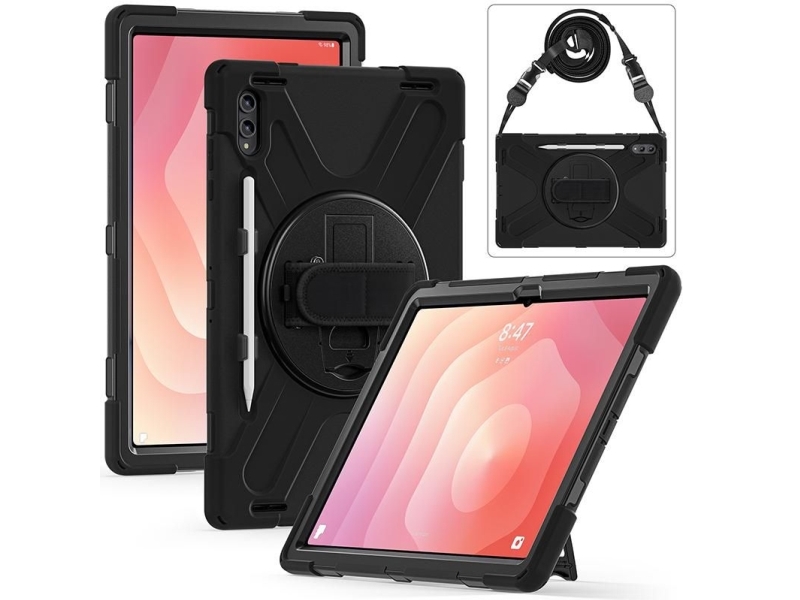 Estuff Austin - Bagsidecover Til Tablet - Grov - Med Indbygget Skærmbeskyttelse - Polykarbonat, Silicone - Sort - For Samsung Galaxy Tab S10 Fe+