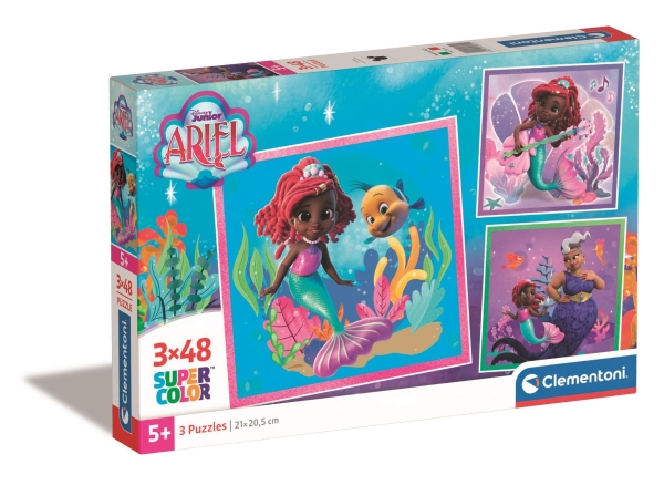 Puslespil Square - Disney Ariel, 3X48 Brikker