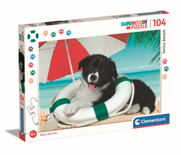 Clementoni Puslespil Hundehvalp På Stranden, 104 Brikker (Super)