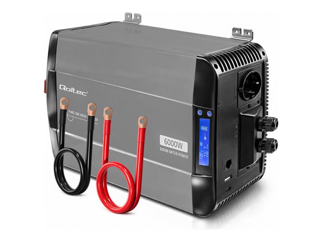 Qoltec Pure Sine Wave Spannungswandler 12V Auf 230V 3000/6000W, Lcd, Usb, Usb-C, Kompatibel Mit Lifepo4 Gel Agm