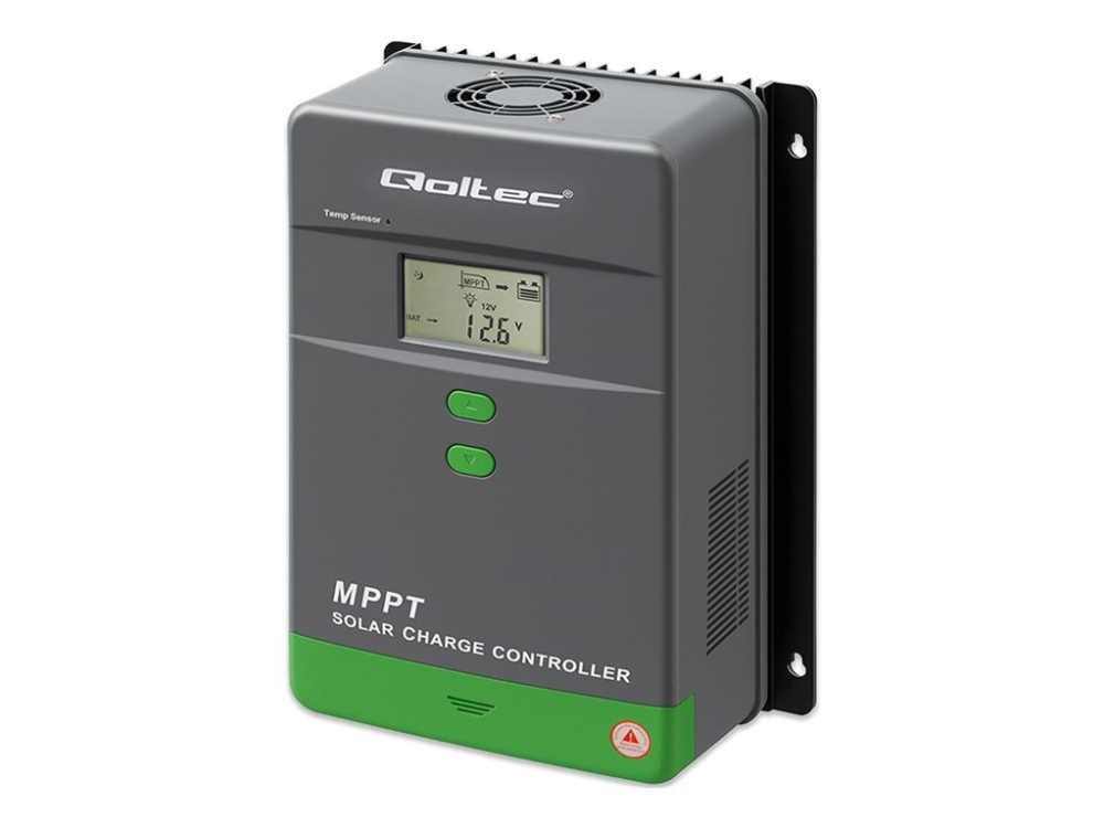 Qoltec - Strømomformer - With Temperature Sensor, Lcd Display, App, Gel, Lifepo4 - 1300 Wh - Bluetooth - Grå, Grøn