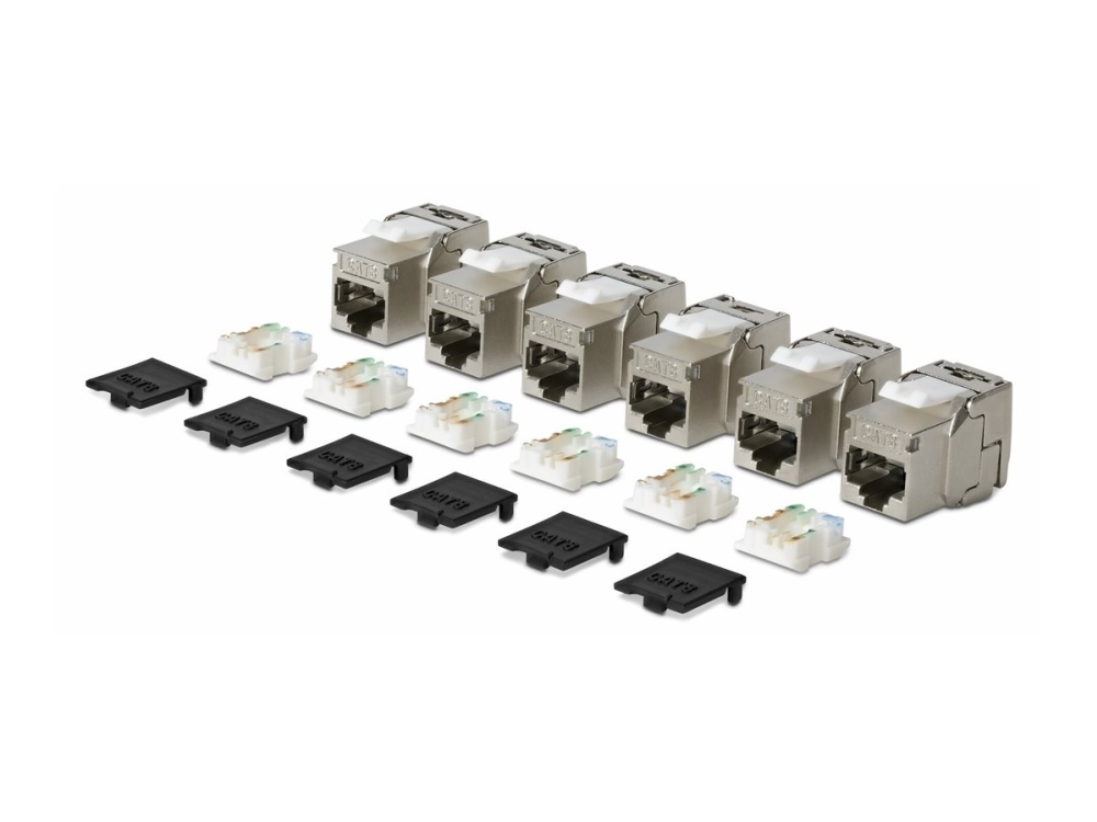 Startech.Com Cat8 Keystone Jack Modul, 6Er-Pack Rj45 Ethernet Keystone Buchse, Utp Cat8 Wandbuchse, 180 Grad, Werkzeuglos, Flach, Silber, Rj-45, Buch