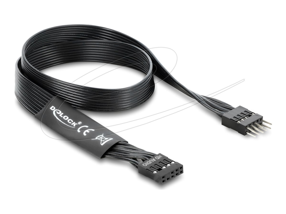 Delock - Forlængerkabel Til Audio - 9-Pins Frontpanel Audio-Samlekasse (Han) Til 9-Pins Frontpanel Audio-Samlekasse (Hun) - 50 Cm - Sort