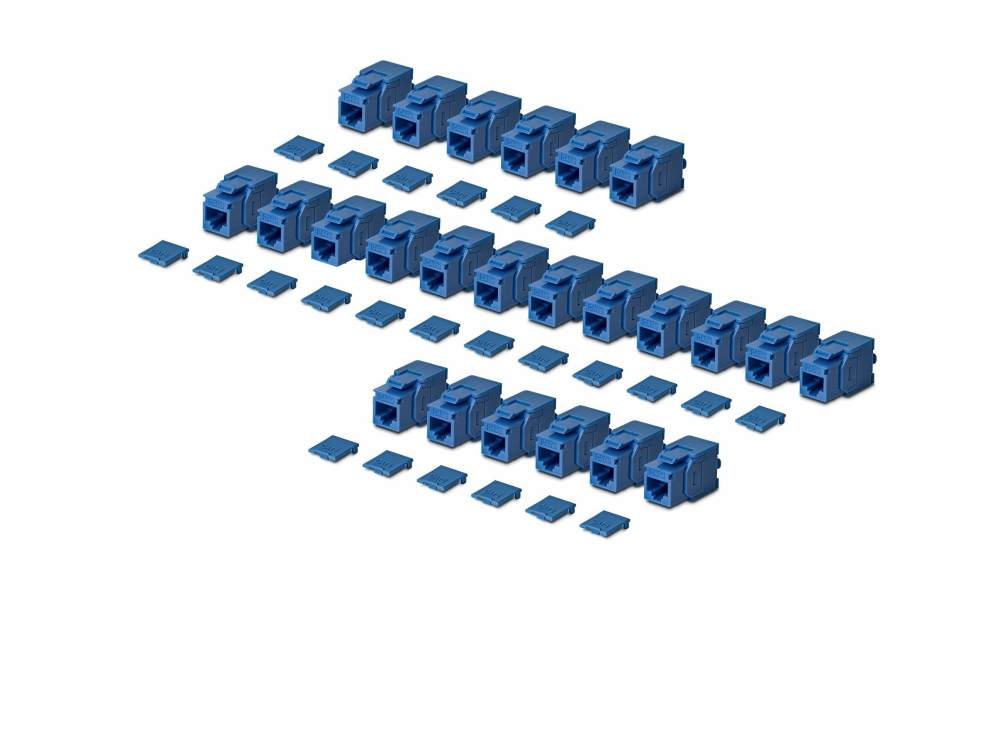 Startech.Com Cat6 Keystone Jack Modul, 24Er-Pack Rj45 Ethernet Keystone Buchse, Utp Cat6 Wandbuchse, 180 Grad, Werkzeuglos, Blau, Flach, Blau, Rj-45,