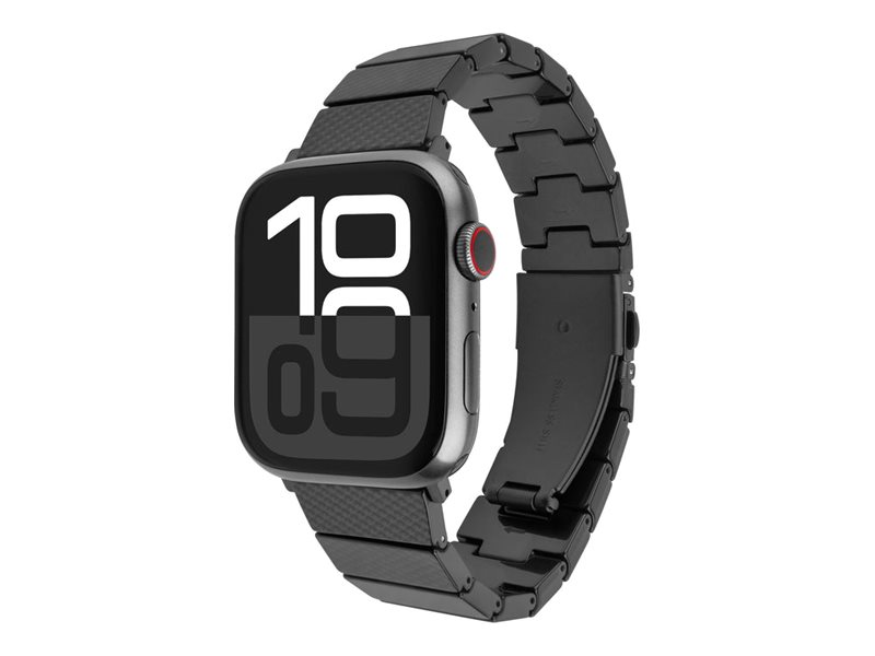 Fixed - Urrem For Smart Watch - 42/44/45/49 Mm, Harpiks - Up To 227 Mm - Carbon-Sort - For Apple Watch Hermès Series 9, Se 3, Series 10, Series 11, S