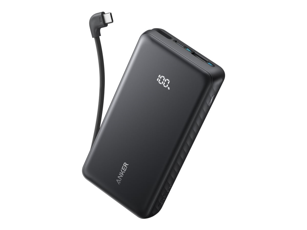 Anker Zolo - Power bank - 20000 mAh - 22.5 Watt - Fast Charge (USB-C) - på kabel: USB-C Anker Zolo - Power bank - 20000 mAh - 22.5 Watt - Fast Charge (USB-C) - på kabel: USB-C