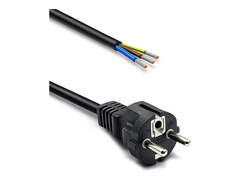 Qoltec - Strømkabel - Power Cee 7/7 Til Uisoleret Ledning - Ac 230 V - 1.8 M - Strippede Ender - Sort