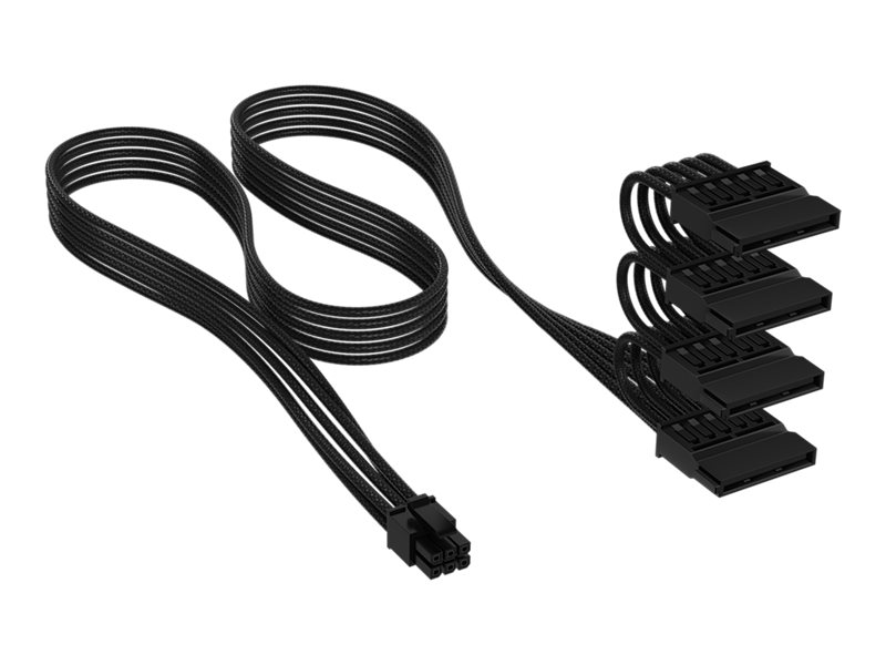 Corsair Elite Premium Type 5 - Strømkabel - 6-Pin Intern Strøm (Han) Til Sata Strøm (Hun) - 75 Cm - Individually Sleeved - Sort