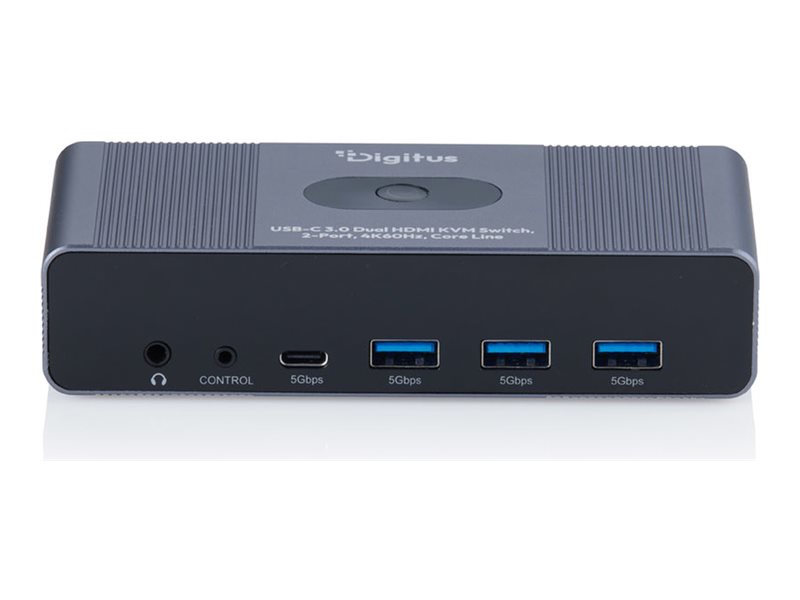 Digitus Usb-C 3.0 Dual Hdmi Kvm Switch, 2-Port, 4K60hz, Core Line, 3840 X 2160 Pixel, 4K Ultra Hd, Grau