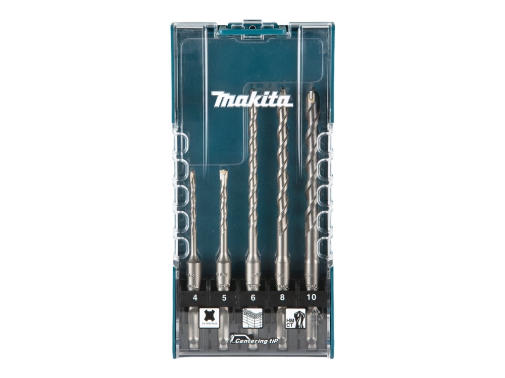Makita - Borebitsæt - for beton, mursten - 5 stykker - 5 mm, 6 mm, 8 mm, 10 mm, 4 mm - SDS-plus - længde: 160 mm, 110 mm