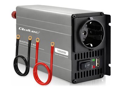 Qoltec - Dc Til Ac Inverter - Ms Bølge, Usb, Kompatibel Med Lifepo4 Gel Agm Batterier - Ac 230 V / Dc 12 V - 1000 Watt - Output-Stikforbindelser: 1 -