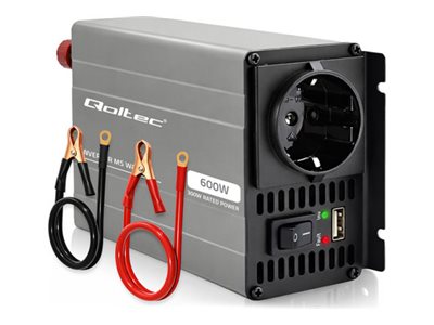 Qoltec Spannungswandler Ms Wave | 12V Auf 230V | 300/600W | Usb | Kompatibel Mit Lifepo4 Gel Agm