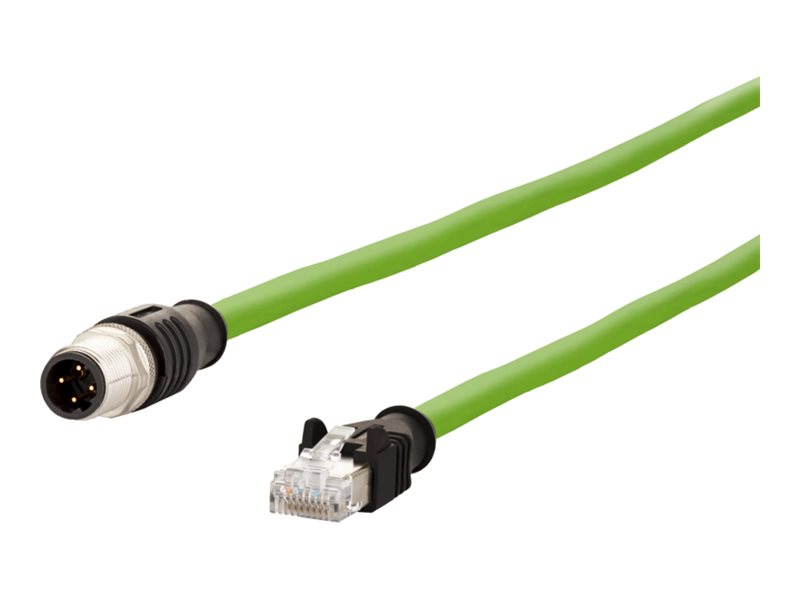 METZ CONNECT - Netværkskabel - 4 pin M12 (P) til RJ-45 (han) - 1 m - 4.8 mm - S/UTP - CAT 5e - halogenfri, strenget - grøn