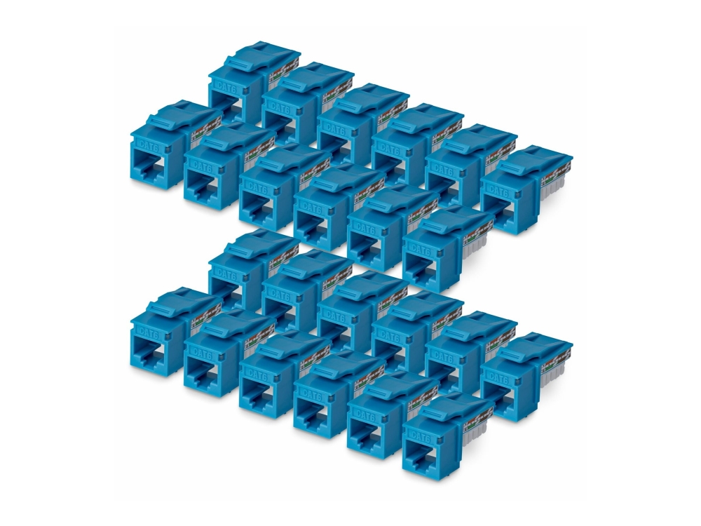 Startech.Com Cat6 Keystone Jack Modul, 24Er-Pack Rj45 Ethernet Keystone Buchse, Utp Cat6 Wandbuchse, 90 Grad 110 Punch Down Buchse, Blau, Abgewinkelt
