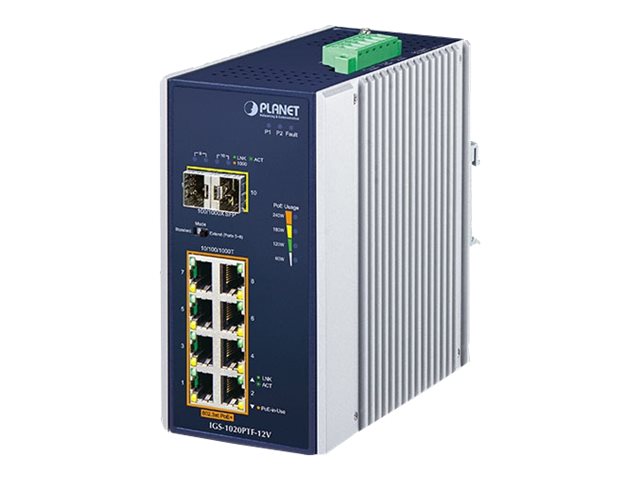 Planet Ip30 Ind 8-P 10/100/1000T, Unmanaged, Gigabit Ethernet (10/100/1000), Vollduplex, Power Over Ethernet (Poe), Wandmontage