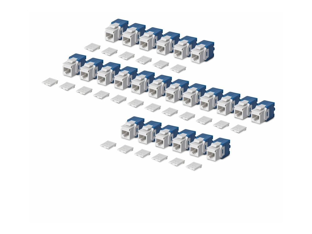 Startech.Com Cat6 Keystone Jack Modul, 24Er-Pack Rj45 Ethernet Keystone Buchse, Utp Cat6 Wandbuchse, 180 Grad, Werkzeuglos, Weiß, Flach, Blau, Weiß,