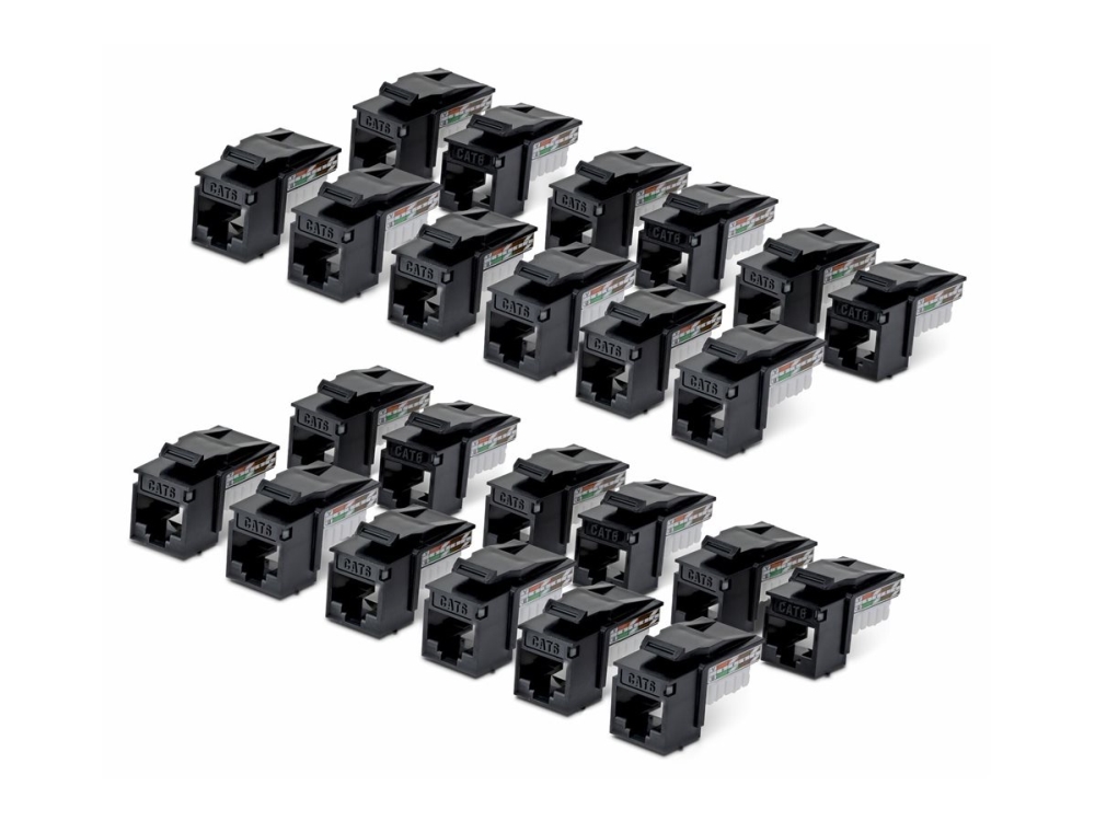 Startech.Com Cat6 Keystone Jack Modul, 24Er-Pack Rj45 Ethernet Keystone Buchse, Utp Cat6 Wandbuchse, 90 Grad 110 Punch Down Buchse, Schwarz, Abgewink