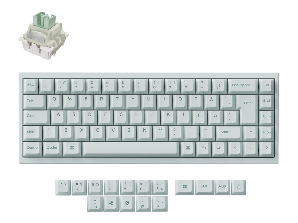 Keychron Q16 He - Tastatur - 8K, Hall Effect - 65% - Baggrundsbelysning - Qwerty - Nordisk - Tastkontakt: Keychron Ultra-Fast Lime (Hot-Swappable) -