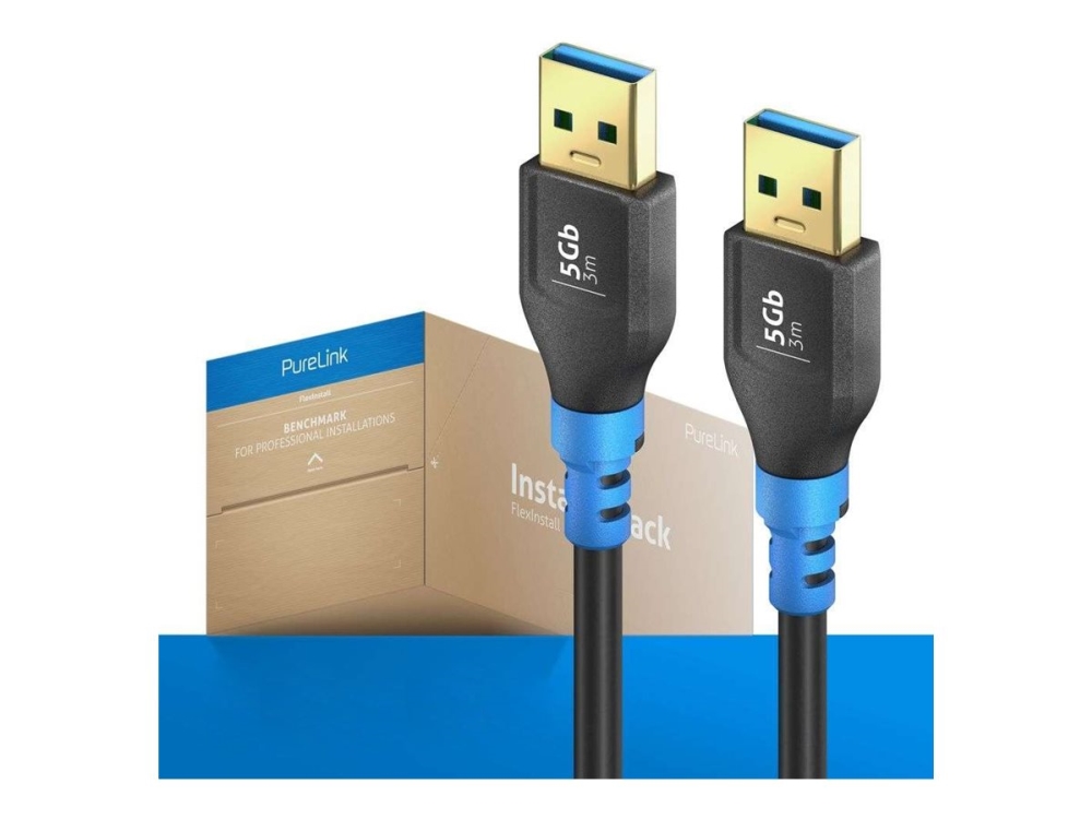 Purelink Flexinstall Series Premium - Usb-Kabel - Usb Type A (Han) Til Usb Type A (Han) - Usb 3.2 Gen 1X1 - 5 V - 3 A - 3 M - Sort - Installerpack (P
