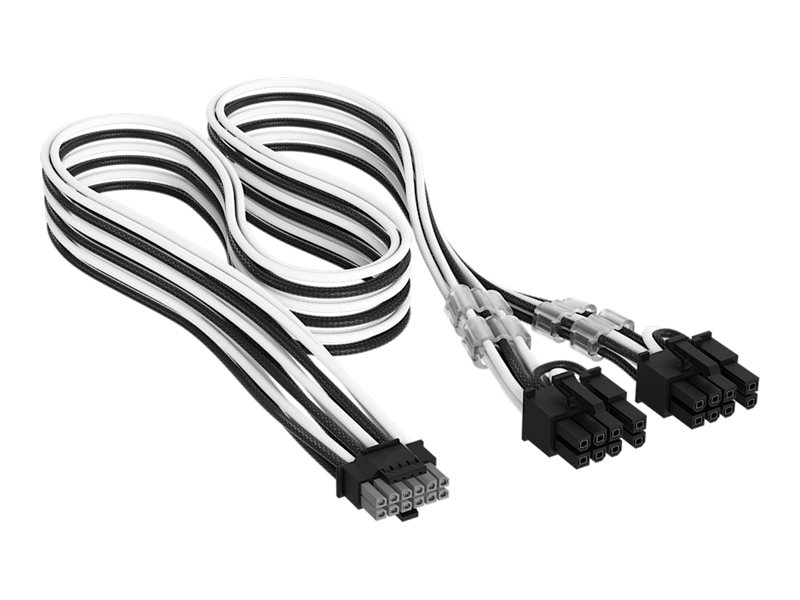 Corsair Elite Premium - Strømkabel - 16-Pin Pci-Strøm (Han) Til 8 Pin Pcie-Strøm (Han) - 65 Cm - Individually Sleeved - Sort/Hvid
