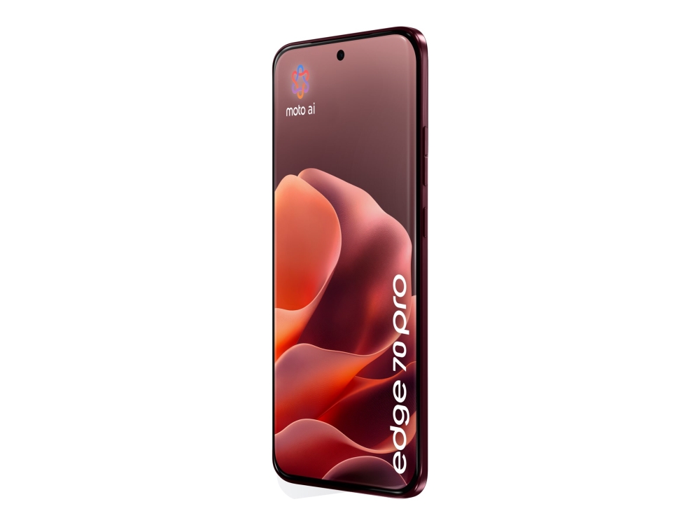 Motorola Edge 70 Pro – 5G smartphone – dual-SIM – RAM 8 GB / Intern hukommelse 256 GB – OLED-skærm – 6.78 – 2772 x 1272 pixels (144 Hz) – 3x bagkamera 50 MP, 50 MP, 50 MP – front camera 50 MP – pantone zinfandel