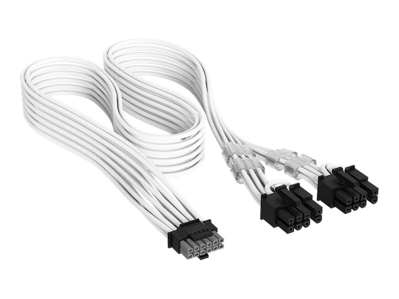 Corsair Elite Premium - Strømkabel - 16-Pin Pci-Strøm (Han) Til 8 Pin Pcie-Strøm (Han) - 65 Cm - Individually Sleeved - Hvid