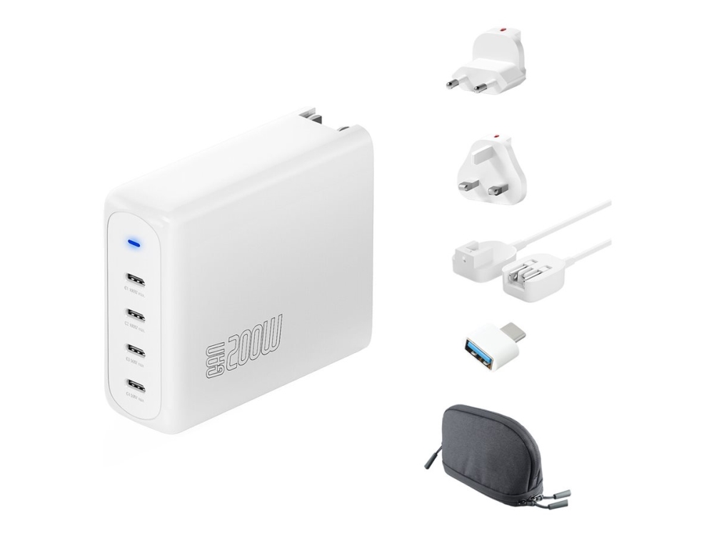 4Smarts Flex Pro - Travel Edition - Usb-C Strømadapter - Gan - Ac 100-240 V - 200 Watt - Output-Stikforbindelser: 4 - Hvid
