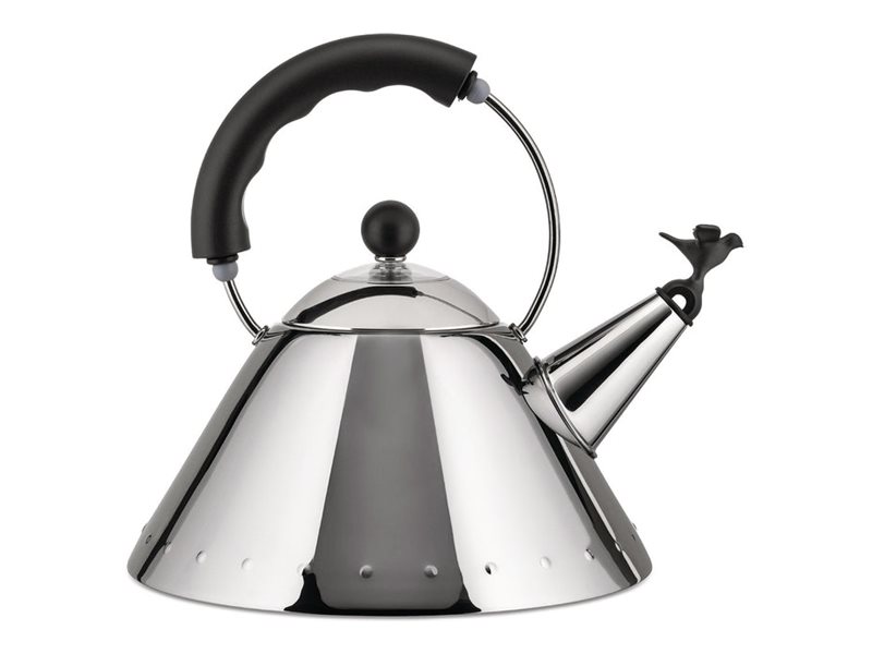 Alessi 9093 B Kedel med håndtag i rustfrit stål Fugleformet fløjte lavet af PA sort