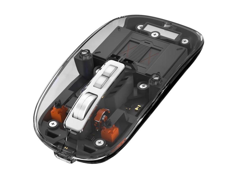 Xtrememac - Mus - Ergonomisk - Multi-Enhed - Trådløs - 2.4 Ghz, Bluetooth - Trådløs Modtager (Usb) - Gennemsigtig