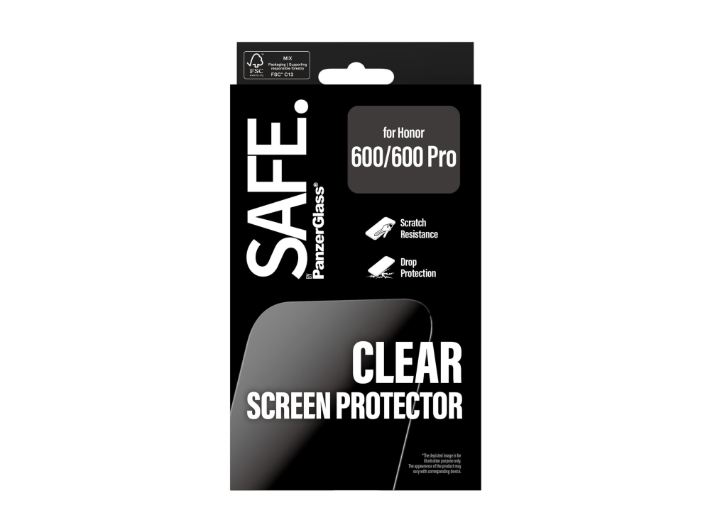 Safe. By Panzerglass - Skærmbeskytter For Mobiltelefon - Ultrabred Pasform - Glas - Klar - For Honor 600, 600 Pro
