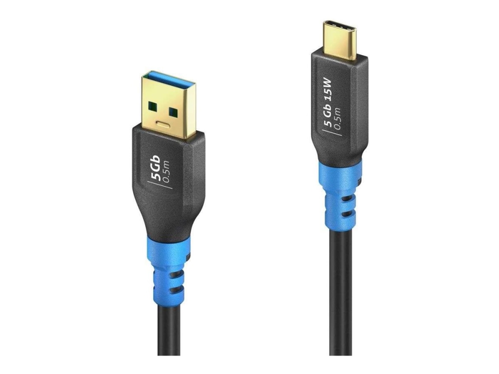 Purelink Fi-U320-005, 0,5 M, Usb A, Usb C, Usb 3.2 Gen 1 (3.1 Gen 1), 5 Gbit/S, Schwarz, Blau