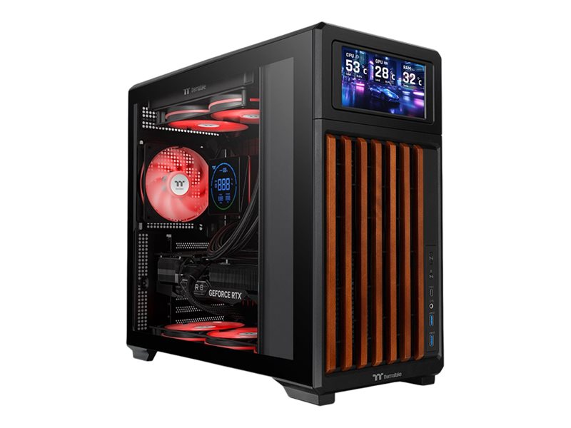 Thermaltake TR300 WS - Wood Edition - mid tower - ATX - sidepanel med vindue (hærdet glas) - ingen strømforsyning (PS/2) - sort - USB/Lyd