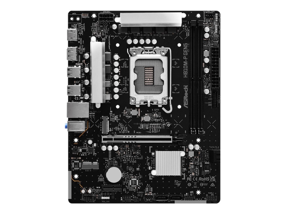 Asrock H810m-P Gen5 - Bundkort - Micro Atx - Lga1851 Sokkel - H810 Chipset - Usb 3.2 Gen 1 - Gigabit Lan - Onboard Grafik (Cpu Påkrævet) - Hd Audio (