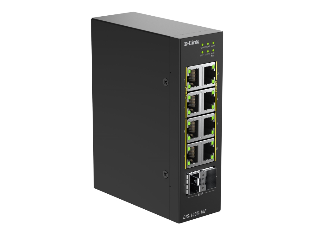 D-Link Dis-100G-10P, Unmanaged, L2, Gigabit Ethernet (10/100/1000), Power Over Ethernet (Poe), Din-Schiene