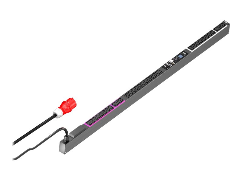 Rittal Metered PDU - Strømfordelingsenhed (rackversion) - 11 kW - tre faser - RS-232, Ethernet 10/100/1000 - output-stikforbindelser: 30 (6 x IEC 60320 C19, 24 x IEC 60320 C13) - 3 m ledning - sort, hvid, pink