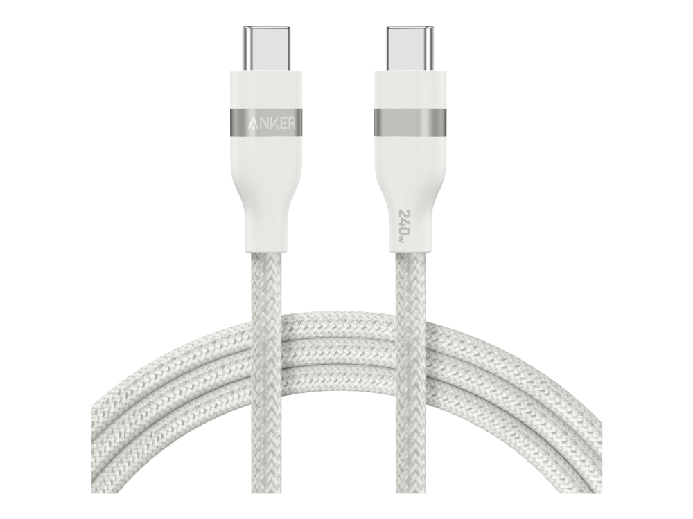 Anker - USB-kabel - USB-C (han) til USB-C (han) - 91 cm - braided, Fast Power Charging (240W) - hvid