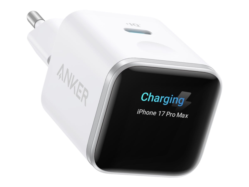 Anker Nano - Strømforsyningsadapter - with smart display - 45 watt - 3 A - PD (USB-C) - aurorahvid