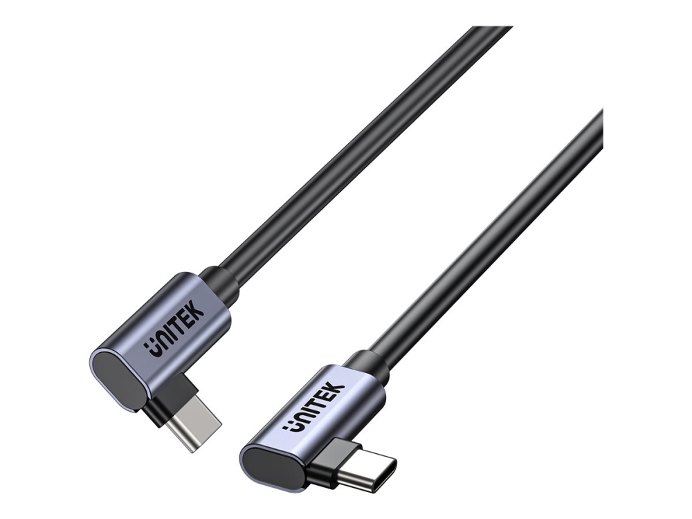 Unitek - Usb-Kabel - Usb-C (Han) Vinklet Til Usb-C (Han) Vinklet - 5 V - 5 A - 1 M - Usb Power Delivery (100 W), Power Delivery 3.0 Support - Sort