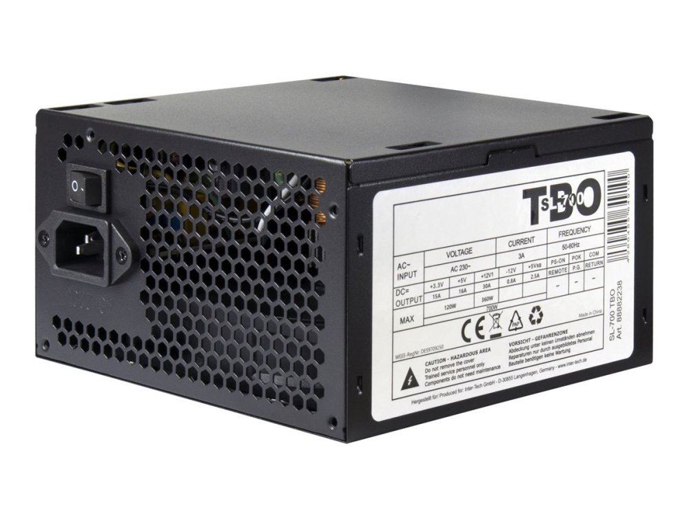 Inter-Tech Sl-700 Plus Tbo - Strømforsyning (Intern) - Atx - Ac 230 V - 700 Watt - Aktiv Pfc
