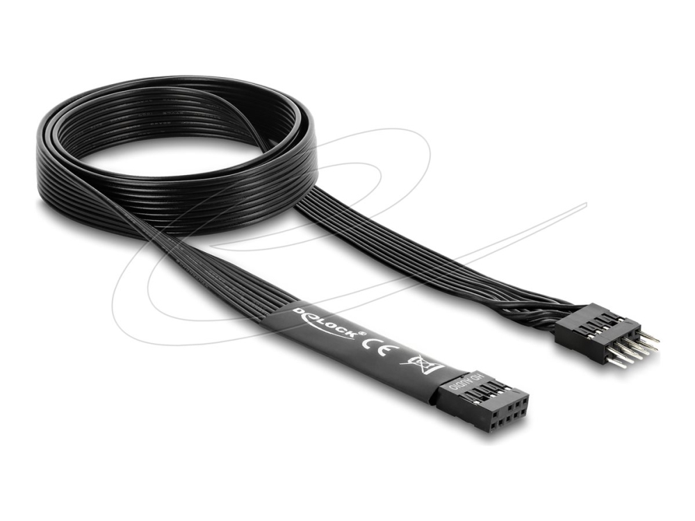 Delock - Forlængerkabel Til Audio - 9-Pins Frontpanel Audio-Samlekasse (Han) Til 9-Pins Frontpanel Audio-Samlekasse (Hun) - 1 M - Sort