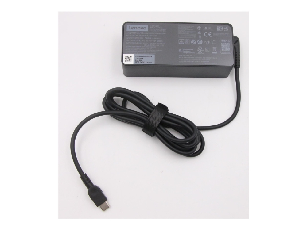 Lenovo - Usb-C Strømadapter - Ac 100-240 V - 65 Watt - Sort - Fru