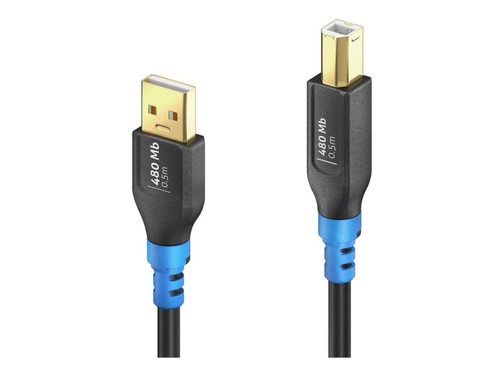 Purelink Fi-U200-005, 0,5 M, Usb A, Usb B, Usb 2.0, 480 Gbit/S, Schwarz, Blau