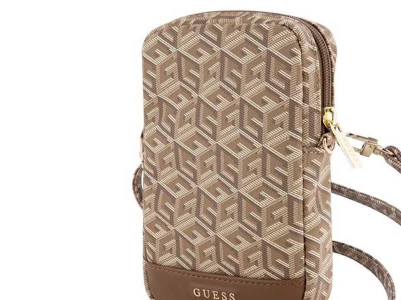 Guess rankinė GUWBZPGCSPGW rudos spalvos su užtrauktuku ir juostele apačioje